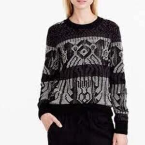 J. Crew Sweater Mix Stitch Blanket XS Black White